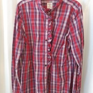 Gap, fitted boyfriend shirt in red plaid